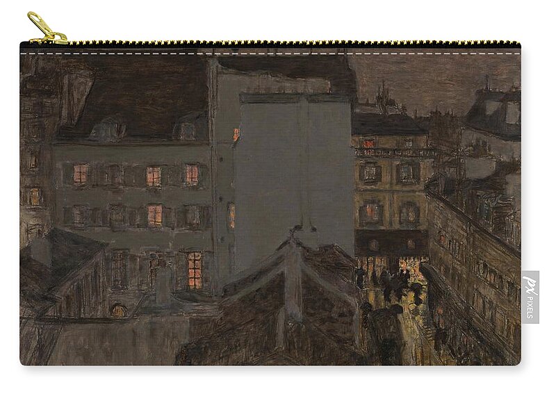 Oil On Paper On Panel Zip Pouch featuring the painting Montmartre in the Rain. by Pierre Bonnard -1867-1947-