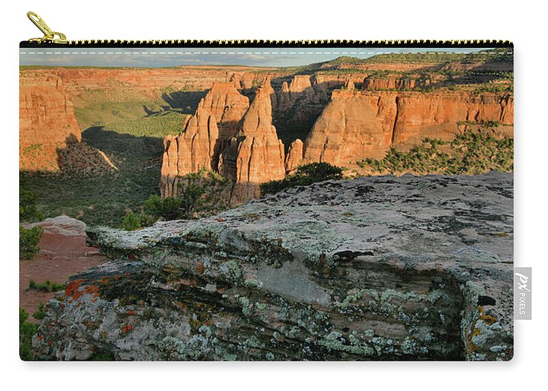 Colorado National Monument Zip Pouch featuring the photograph Monument Canyon from Rim Trail's Edge by Ray Mathis