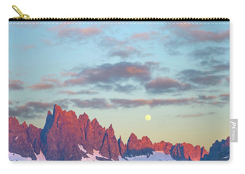 00574860 Zip Pouch featuring the photograph Moon Over Ritter Range, Sierra Nevada, California by Tim Fitzharris
