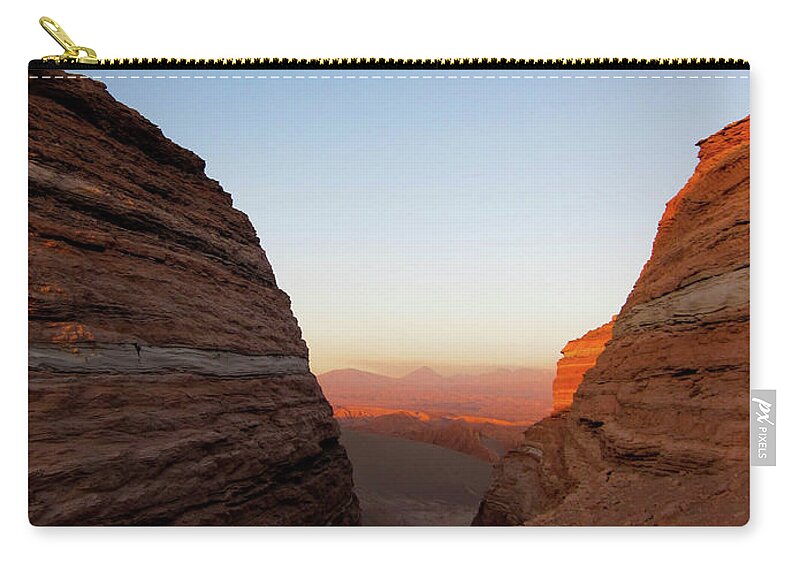 Scenics Zip Pouch featuring the photograph Moon Valley At Sunset by B. Kim Barnes; Oakland, California