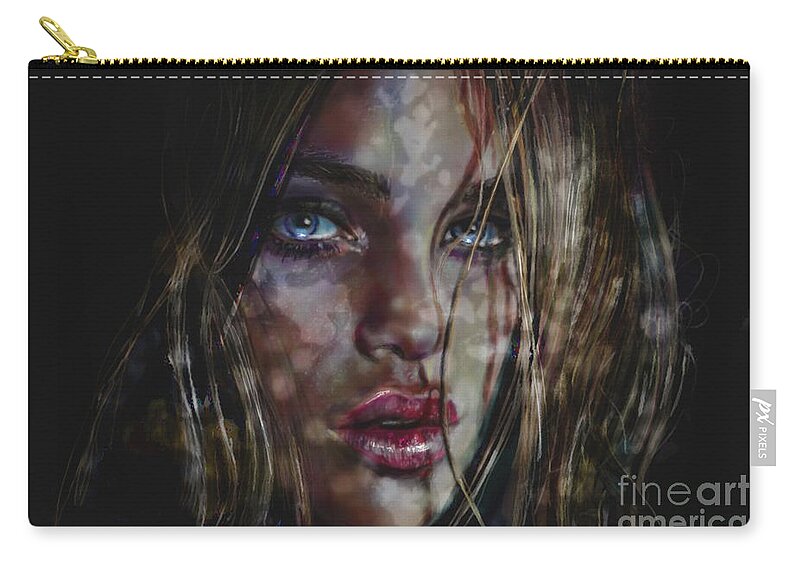 Angie Braun Zip Pouch featuring the painting Moonlight by Angie Braun