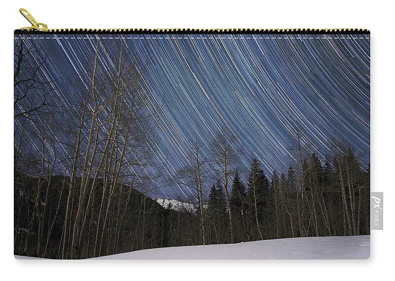 Star Trails Zip Pouch featuring the photograph Moonlight in the Rockies by Ivan Franklin