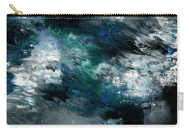 Abstract Zip Pouch featuring the painting Moonlight Ocean- Abstract Art by Linda Woods by Linda Woods
