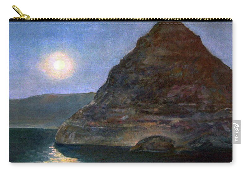 Nature Zip Pouch featuring the painting Moonlight on Pyramid Lake by Donna Tucker