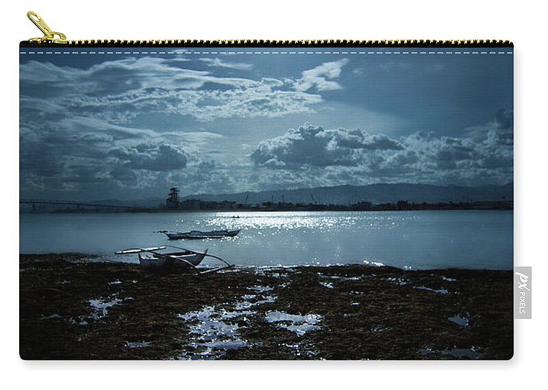 Scenics Zip Pouch featuring the photograph Moonlight by Rodell Ibona Basalo