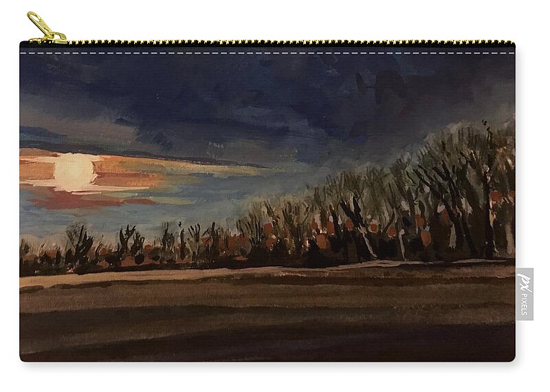 Moon Carry-all Pouch featuring the painting Moonset study by Les Herman