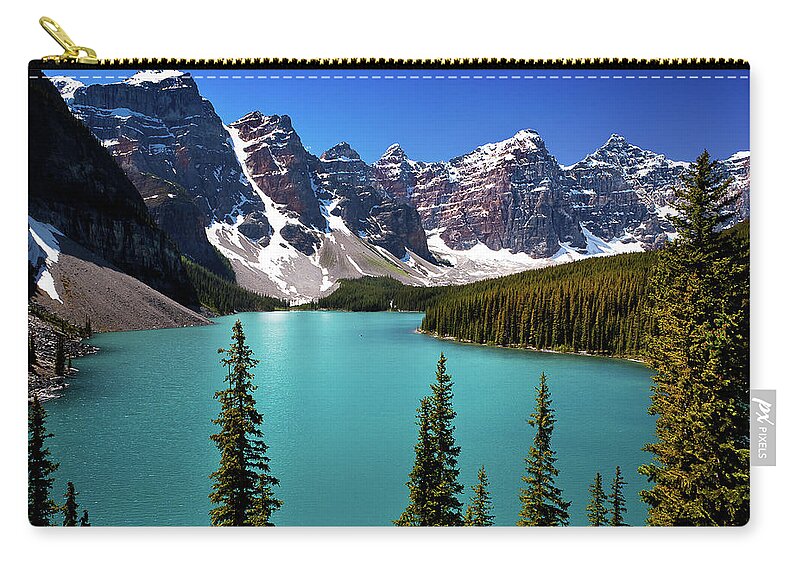 Scenics Zip Pouch featuring the photograph Moraine Lake, Banff National Park by Edwin Chang Photography