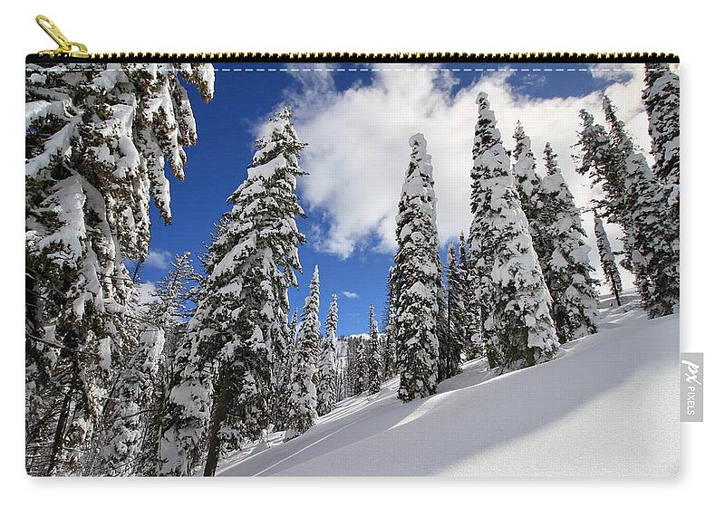 Rocky Mountains Zip Pouch featuring the photograph Mores Creek Summit Record Snow Fall by Ed Riche