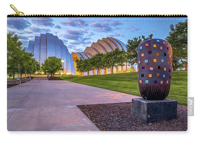 America Zip Pouch featuring the photograph Morning at the Kansas City Kauffman Arts Center by Gregory Ballos