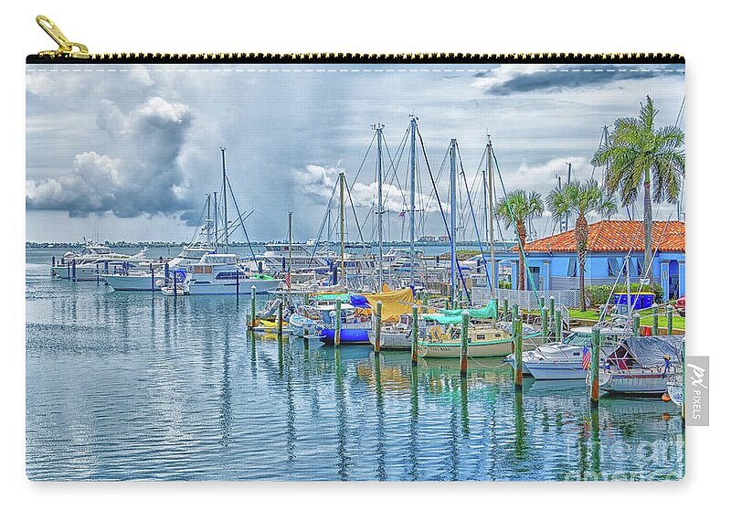 Landscape Zip Pouch featuring the photograph Morning At The Marina by Jo Ann Gregg