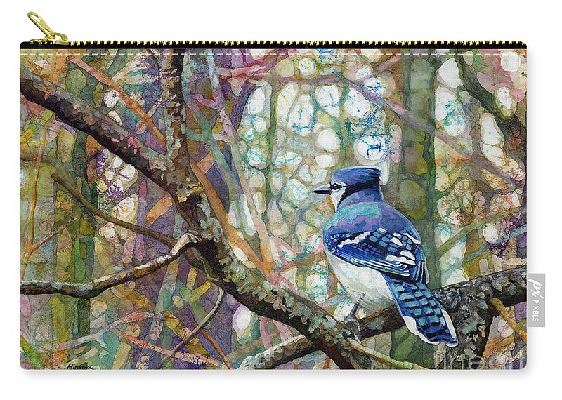 Blue Jay Zip Pouch featuring the painting Morning Forest by Hailey E Herrera