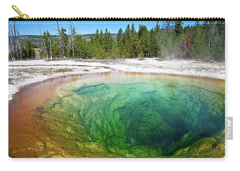 Scenics Zip Pouch featuring the photograph Morning Glory Prismatic Hot-spring by Catscandotcom