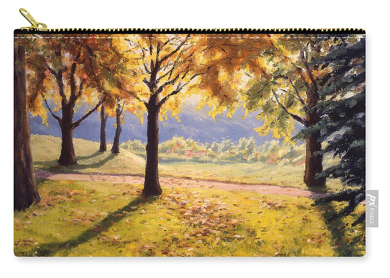 Landscape Zip Pouch featuring the painting Morning In the Park by Rick Hansen