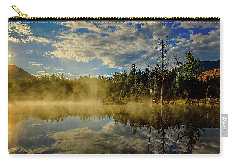 Prsri Zip Pouch featuring the photograph Morning Mist, Wildlife Pond by Jeff Sinon