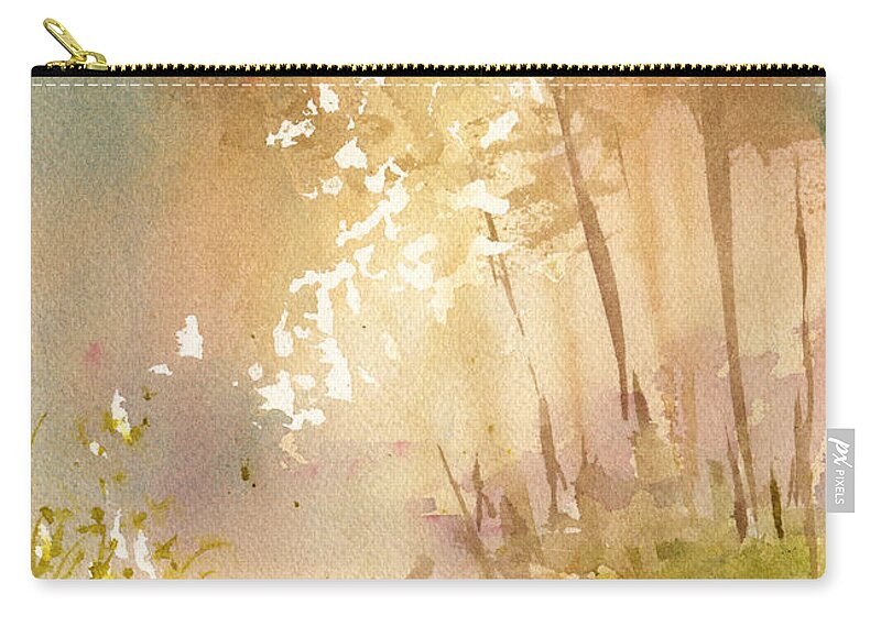 Dawn Zip Pouch featuring the painting Morning Stream by Sean Seal