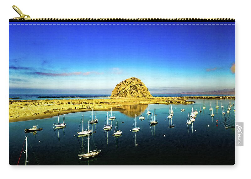 Steve Bunch Zip Pouch featuring the photograph Morro Bay Harbor in the morning by Steve Bunch