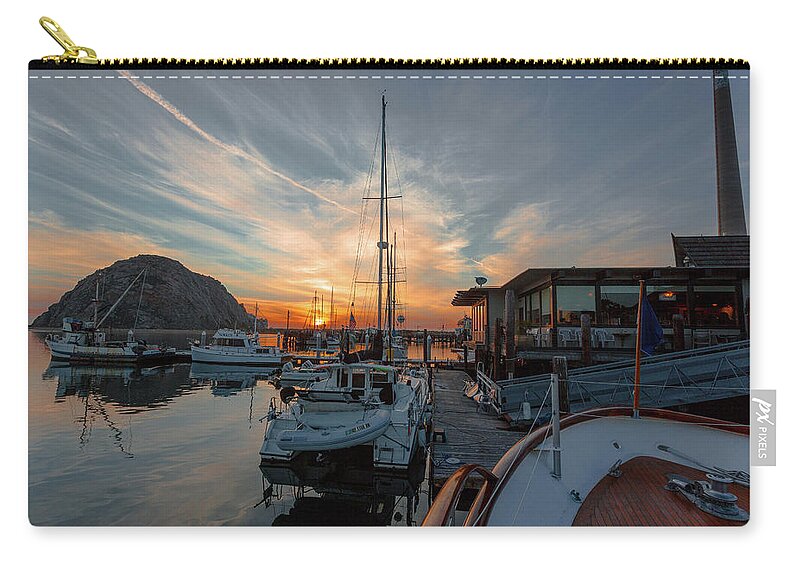 Morro Bay Zip Pouch featuring the photograph Morro Bay Sunset by Mike Long