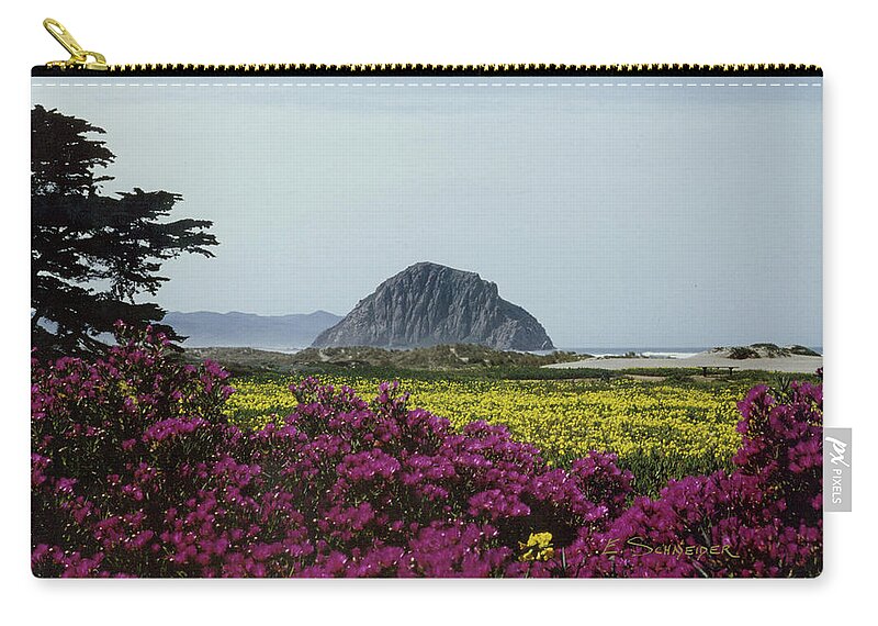 Morro Bay Zip Pouch featuring the photograph Morro Rock, CA by Edie Schneider