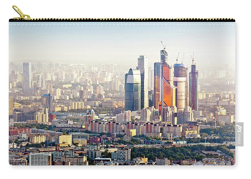 Scenics Zip Pouch featuring the photograph Moscow Skyline. Aerial View by Mordolff