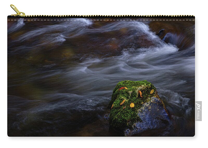 Sunset Carry-all Pouch featuring the photograph Moss Covered Rock by Johnny Boyd