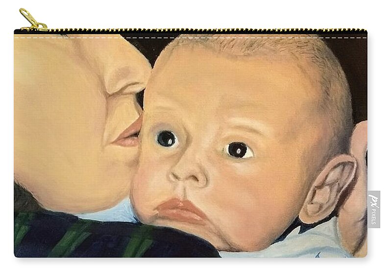 Fine Art Zip Pouch featuring the painting Mother and Son by Kevin Daly