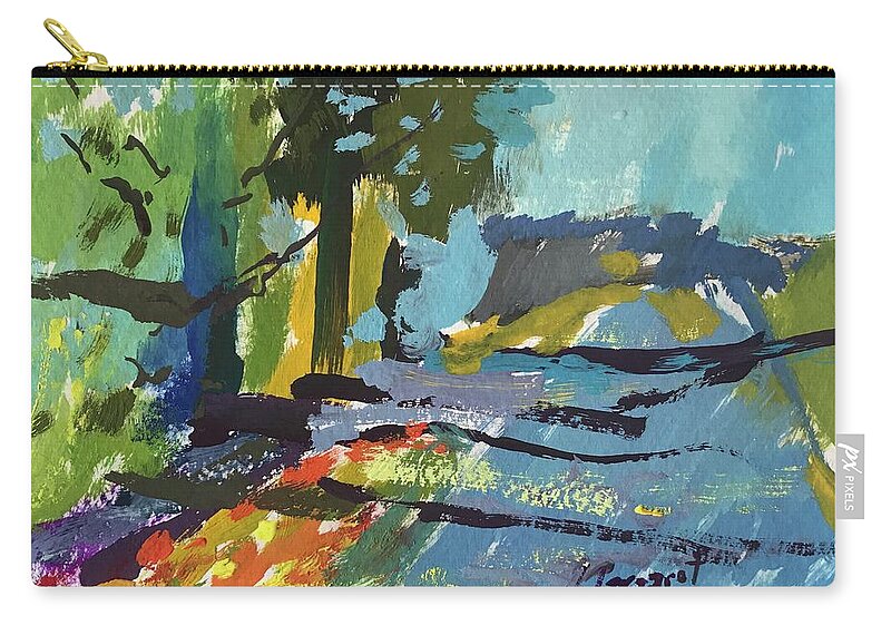 Gouache Zip Pouch featuring the painting Mother's Lane by Margaret Norville