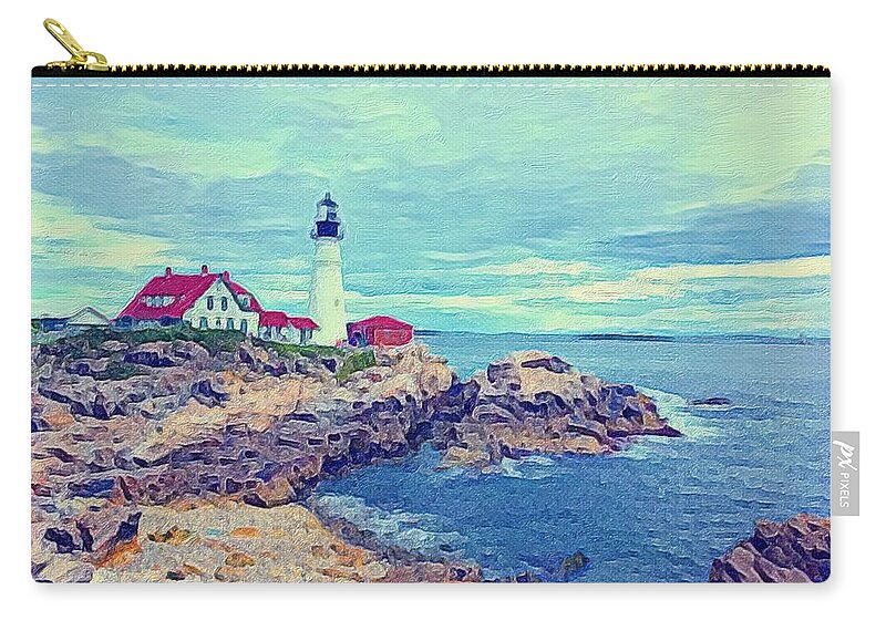 Lighthouse Zip Pouch featuring the digital art Motif number 1 or 2 by Steve Glines
