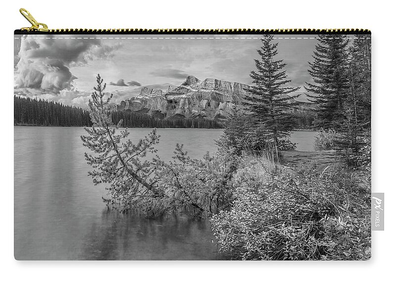 Disk1215 Zip Pouch featuring the photograph Mount Rundle From Two Jack Lake by Tim Fitzharris