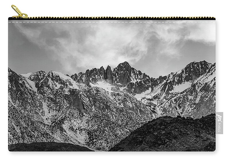 Awesome Zip Pouch featuring the photograph Mount Whitney in Black and White by Don Hoekwater Photography