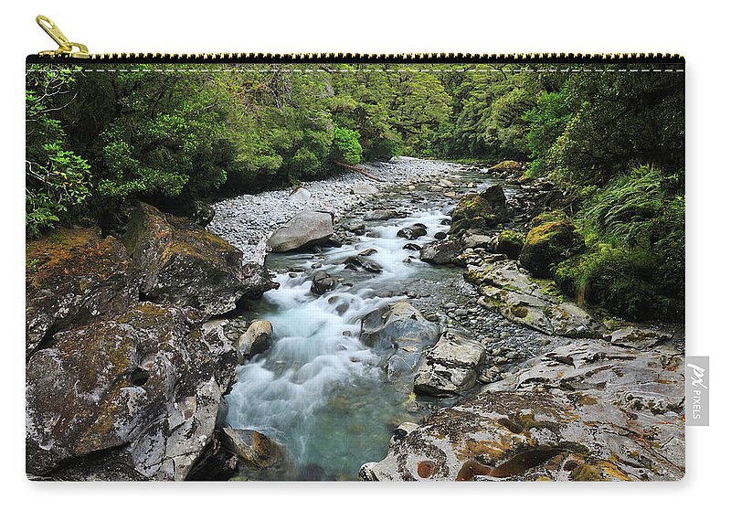 Outdoors Zip Pouch featuring the photograph Mountain Stream by Raimund Linke