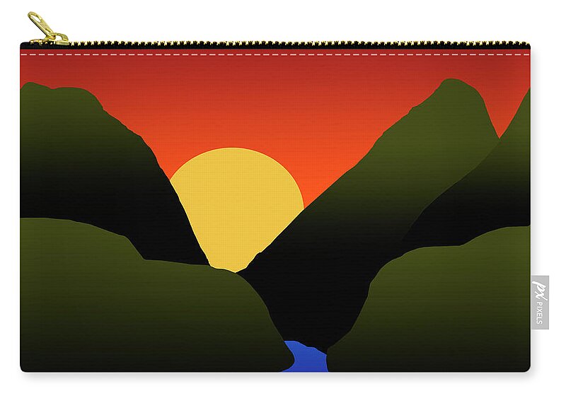 Mountains Zip Pouch featuring the digital art Mountain Sunset by Kirt Tisdale