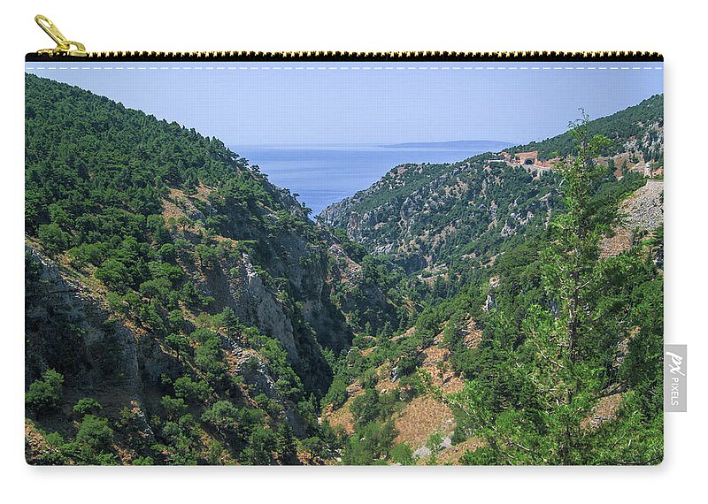 Landscape Zip Pouch featuring the photograph Mountains on the south coast of Crete by Sun Travels