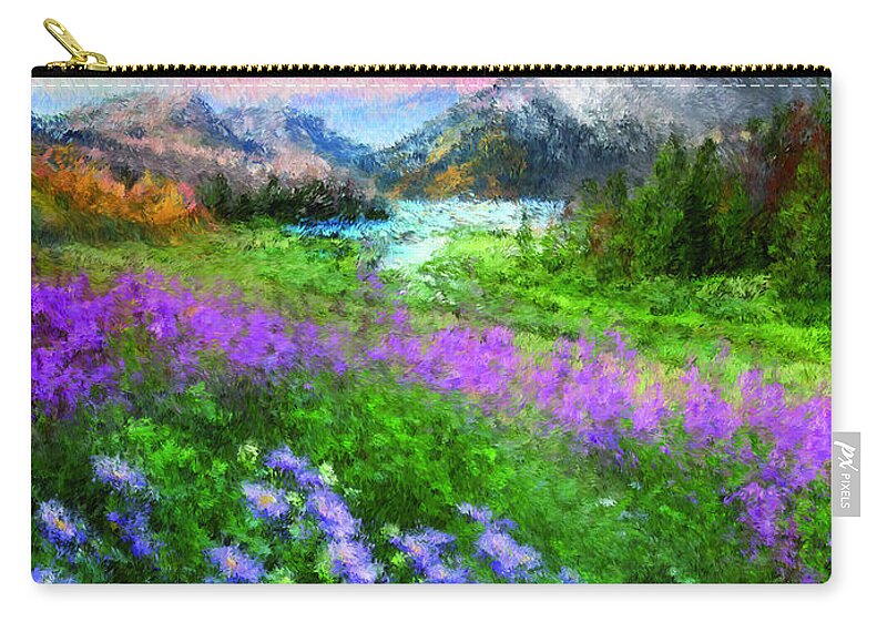 Mountains Carry-all Pouch featuring the painting Mountains by Vart Studio