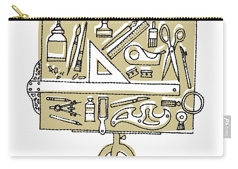 Architect Zip Pouch featuring the drawing Mounted Drawing Tools by CSA Images