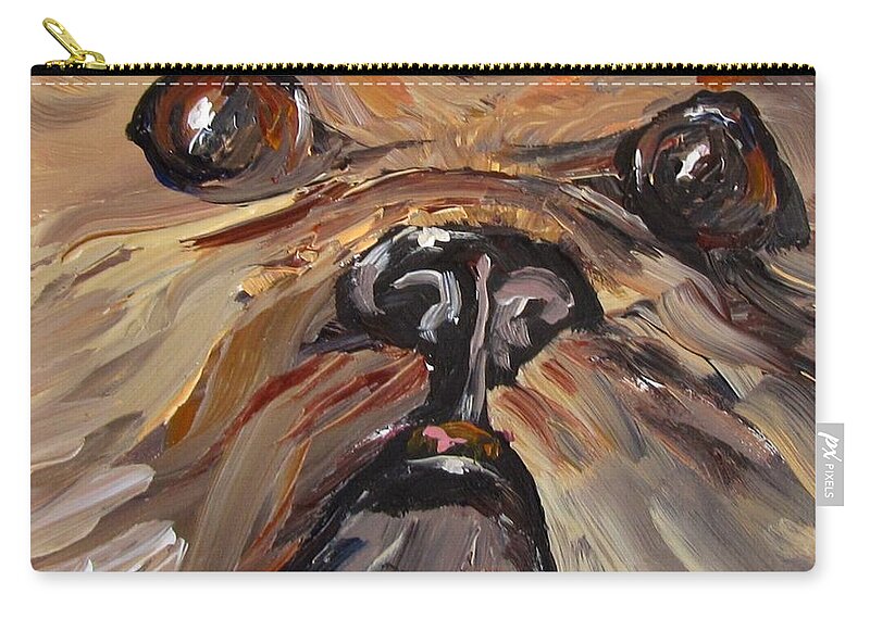 Dog Carry-all Pouch featuring the painting Mr Fuzzy Face by Barbara O'Toole