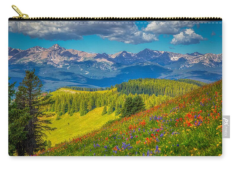 Mountain Zip Pouch featuring the photograph Mt of the Holy Cross from Shrine Pass by Fred J Lord