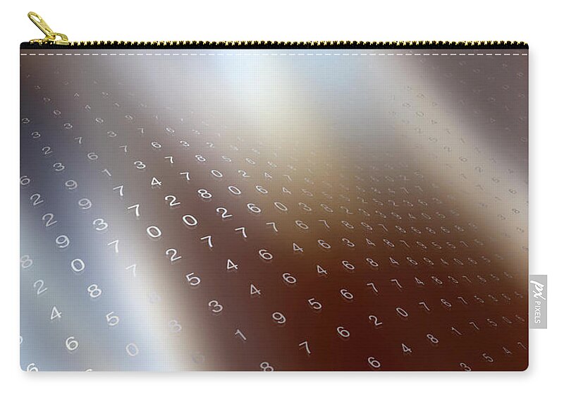 Shadow Zip Pouch featuring the digital art Multiple Rows Of Random Numbers On A by Ralf Hiemisch