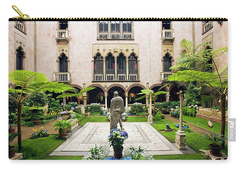 Estock Zip Pouch featuring the digital art Museum Courtyard by Massimo Borchi