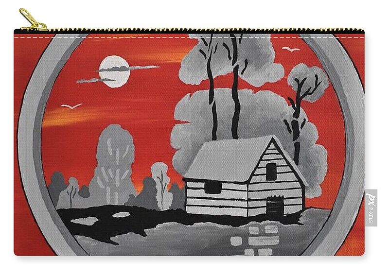Landscape Zip Pouch featuring the painting My Country Cabin by Yolanda Caporn