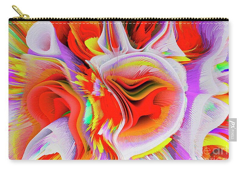Bright Colors Zip Pouch featuring the mixed media My heart is blooming by Elena Gantchikova