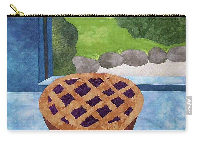 Art Quilt Zip Pouch featuring the tapestry - textile My Soul in a Blackberry Pie by Pam Geisel