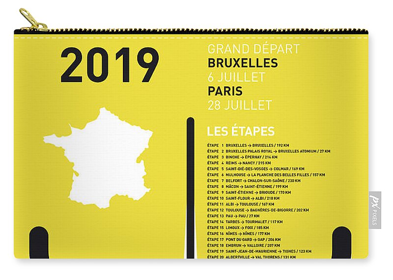 2019 Zip Pouch featuring the digital art My Tour De France Minimal Poster 2019 by Chungkong Art