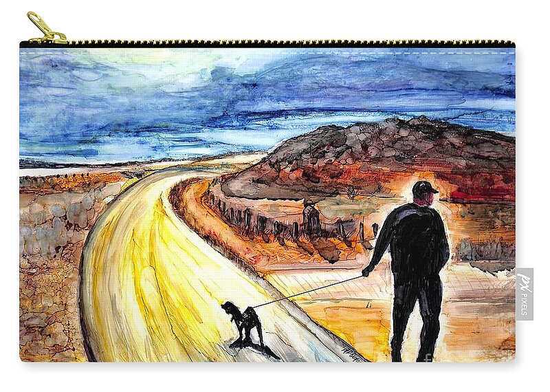 Walking Dog Zip Pouch featuring the painting My way painting by Patty Donoghue
