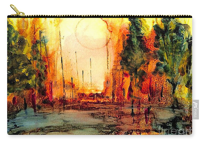 Mystery Forest Zip Pouch featuring the painting Mystery Forest by Patty Donoghue