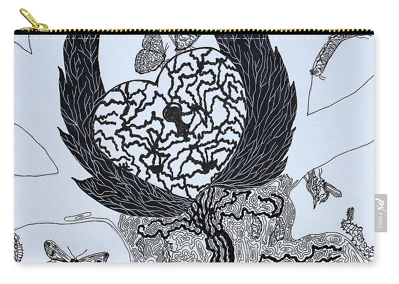 Prints Zip Pouch featuring the drawing Mystery of an Unfinished Life by Barbara Donovan