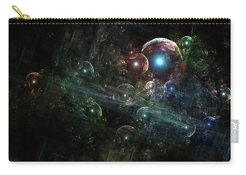 Fractals Zip Pouch featuring the digital art Mystery Of The Orb Cluster by Rolando Burbon