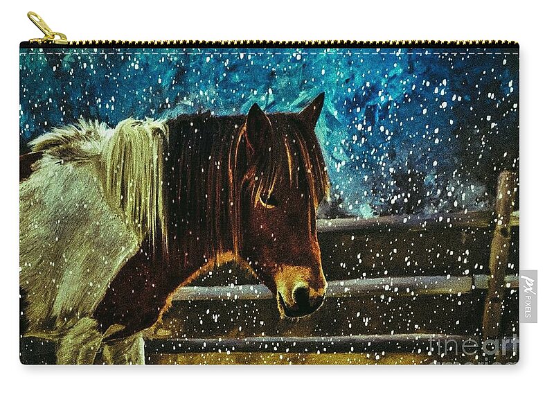 Horse Zip Pouch featuring the digital art Mystic Mare by Laurie's Intuitive