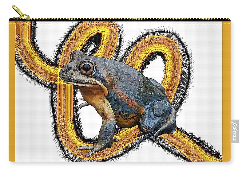 Portrait Zip Pouch featuring the drawing N is for Northern Banjo Frog by Joan Stratton