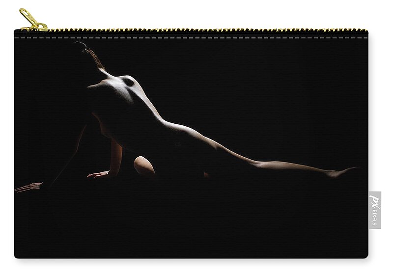 Tranquility Zip Pouch featuring the photograph Naked Woman In The Dark by Michael H