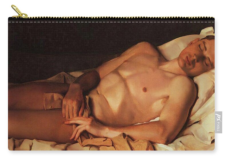 Konstantin Somov Carry-all Pouch featuring the painting Naked Young Man - B. Snezhkovsky by Konstantin Somov